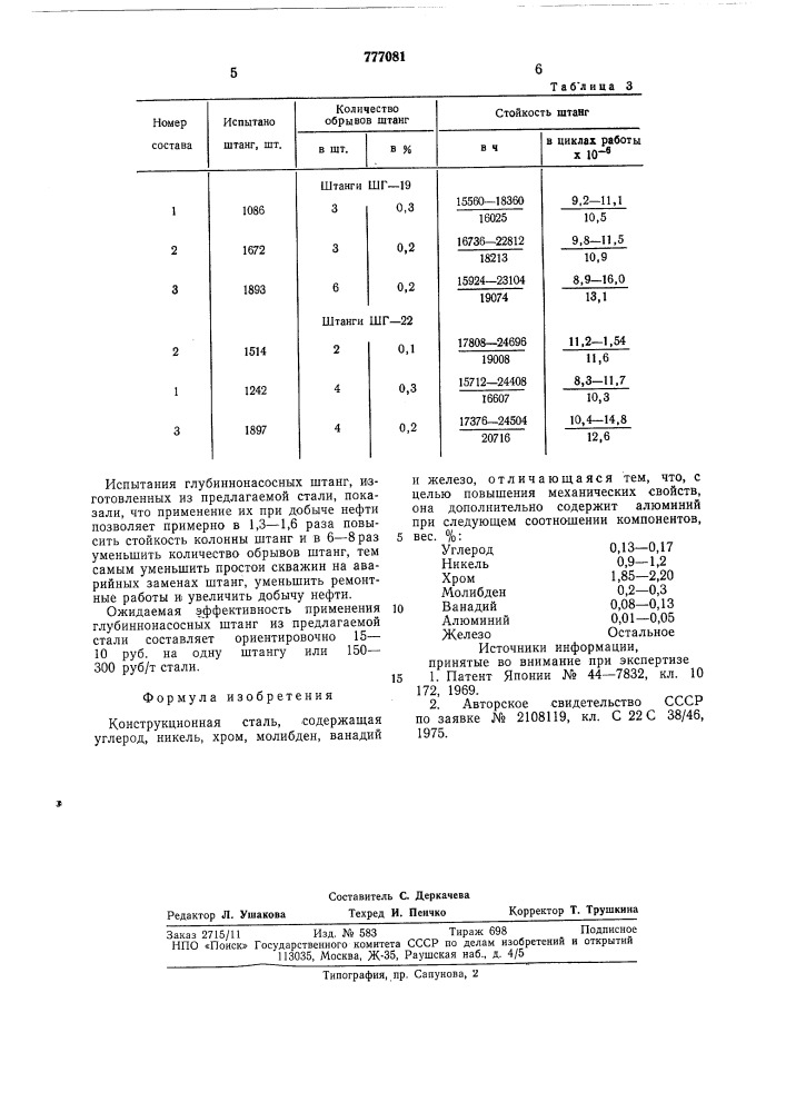 Конструкционная сталь (патент 777081)