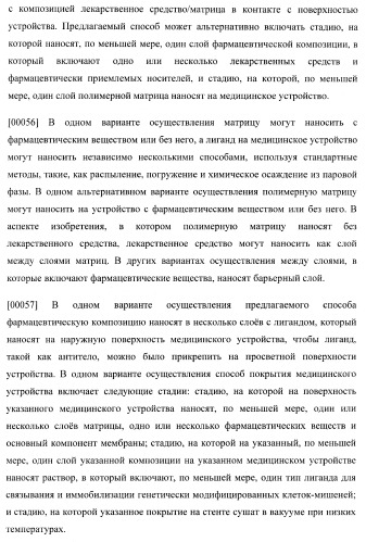 Захват эндотелиальных клеток-предшественников элюирующим лекарственные средства имплантируемым медицинским устройством (патент 2400256)