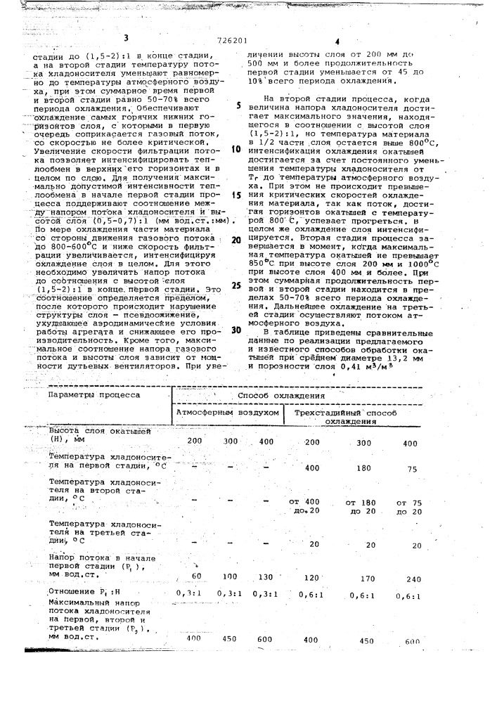 Трехстадийный способ охлаждения рудных окатышей (патент 726201)