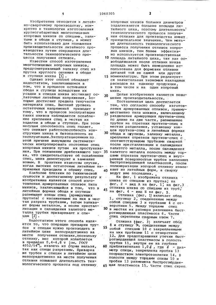 Способ изготовления армированных отливок (патент 1060305)