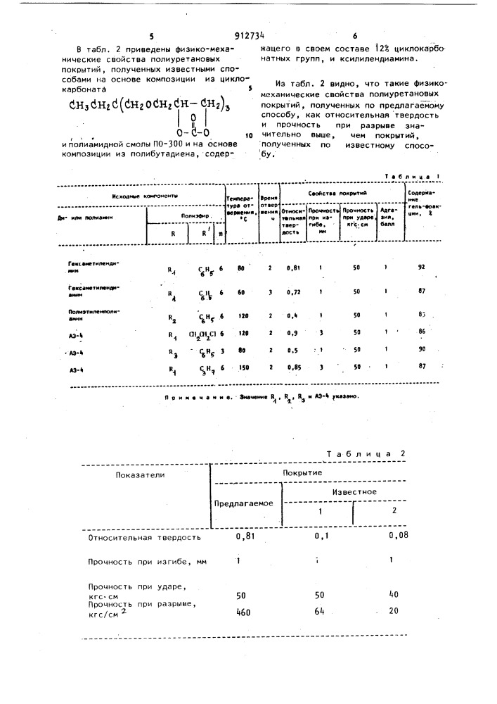 Способ получения полиуретанов,пригодных для покрытий (патент 912734)