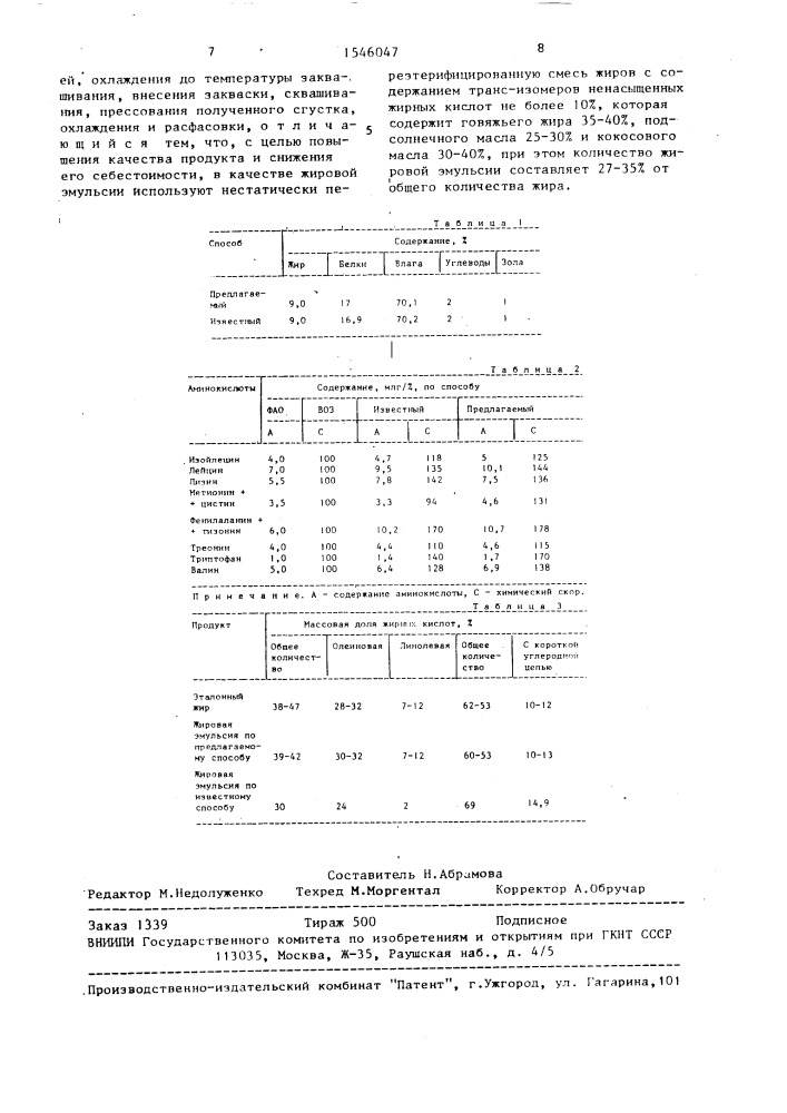 Способ производства творога (патент 1546047)