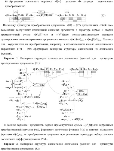 Функциональная входная структура сумматора с избирательным логическим дифференцированием d*/dn первой промежуточной суммы &#177;[s1 i] минимизированных структур аргументов слагаемых &#177;[ni]f(+/-)min и &#177;[mi]f(+/-)min (варианты) (патент 2424548)