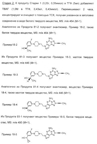 2-алкинил- и 2-алкенил-пиразол-[4,3-e]-1, 2, 4-триазоло-[1,5-c]-пиримидиновые антагонисты a2a рецептора аденозина (патент 2373210)