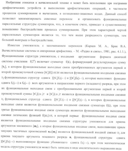 Функциональная входная структура параллельно-последовательного умножителя формата позиционно-знаковой системы счисления f(+/-) (патент 2378684)