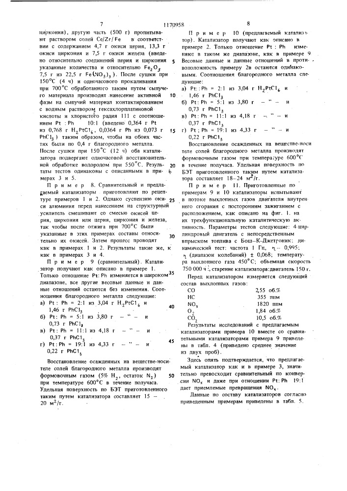 Катализатор для очистки выхлопных газов двигателей внутреннего сгорания и способ его получения (патент 1170958)