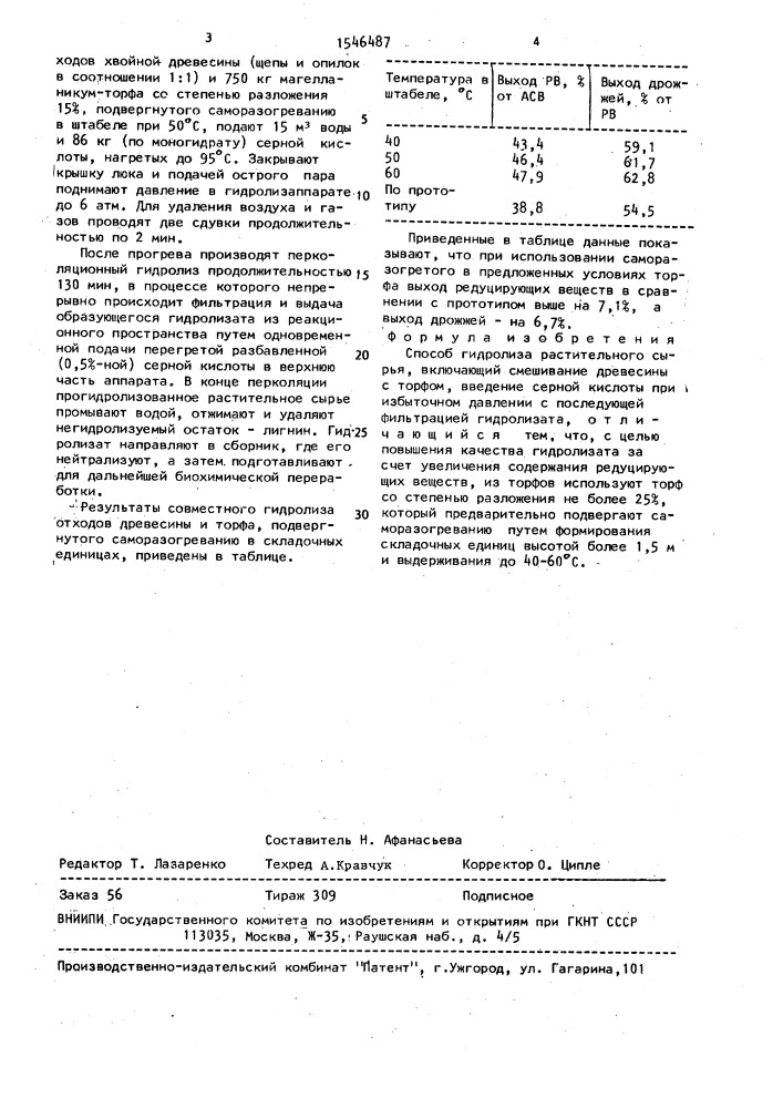 Способ гидролиза растительного сырья (патент 1546487)