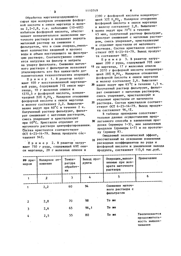 Способ получения однозамещенного фосфата марганца-железа (патент 1110749)