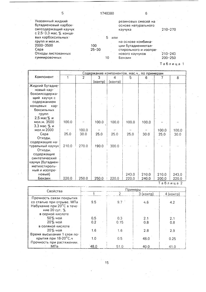 Жидкая композиция для получения эбонитовых покрытий (патент 1740380)