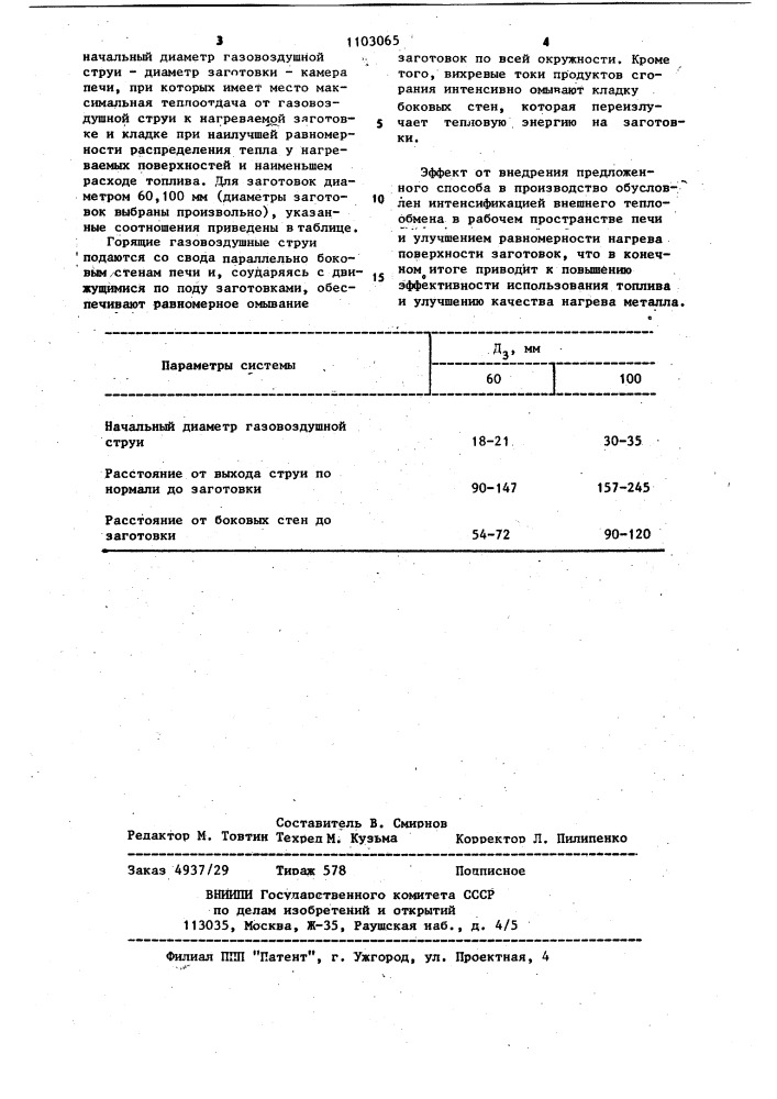 Способ скоростного струйного нагрева цилиндрических заготовок (патент 1103065)