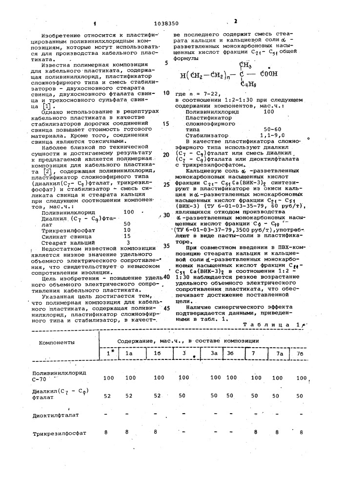 Полимерная композиция для кабельного пластиката (патент 1038350)