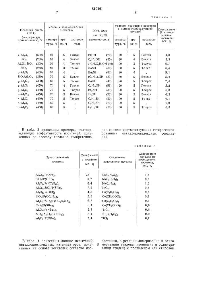 Способ получения фосфорсодержащегоокисного носителя для металлокомплек-сных катализаторов (патент 810261)