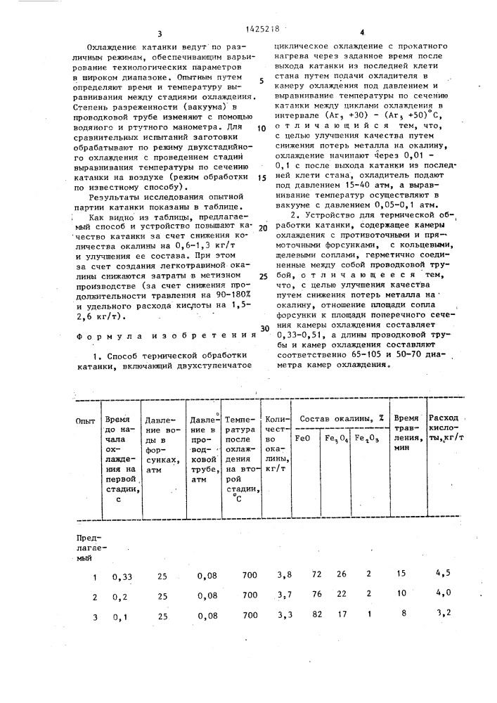 Способ термической обработки катанки и устройство для его осуществления (патент 1425218)