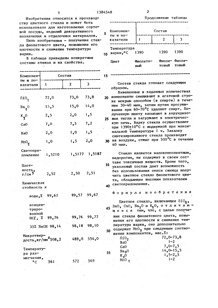 Цветное стекло (патент 1384548)