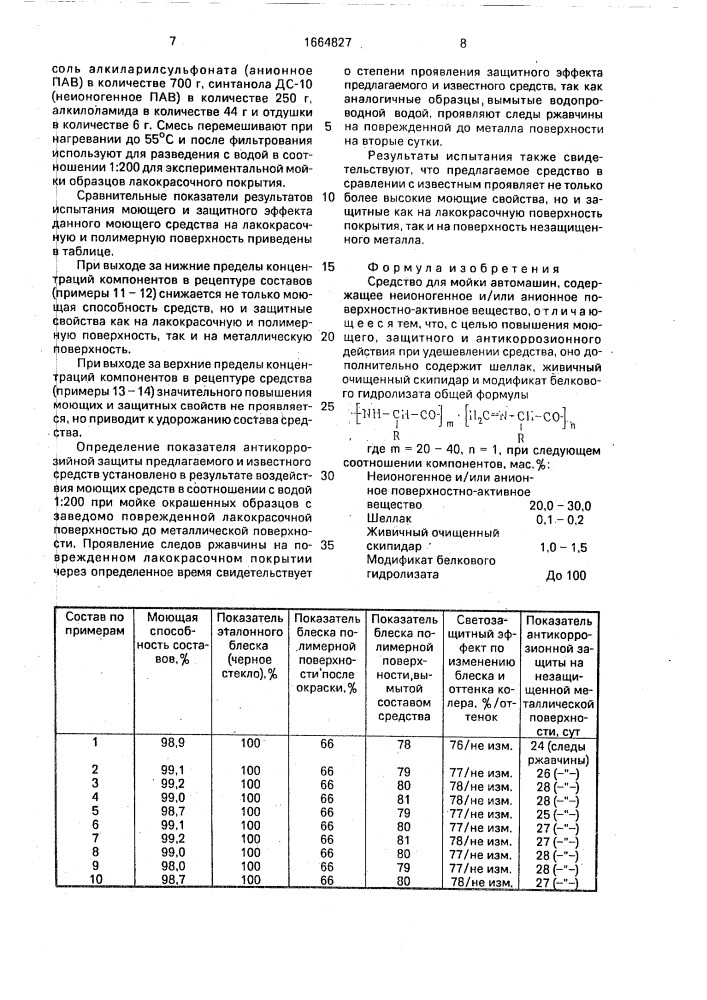 Средство для мойки автомашин (патент 1664827)