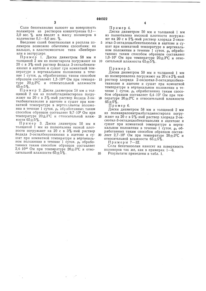 Способ антистатической обработки термопластичных полимеров (патент 446522)