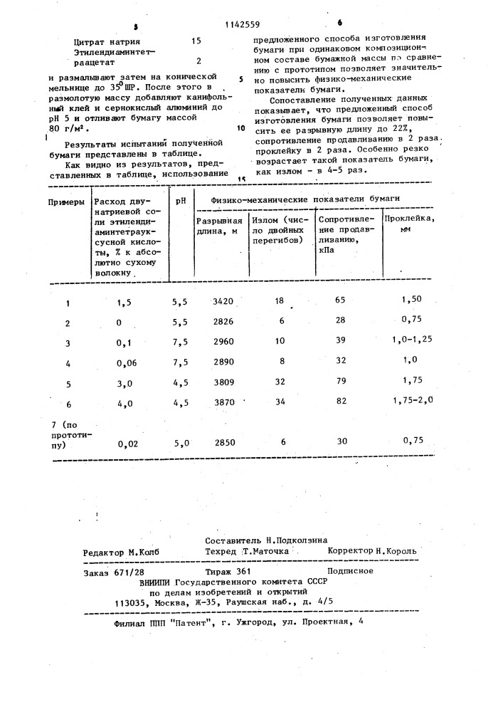Способ изготовления бумаги (патент 1142559)