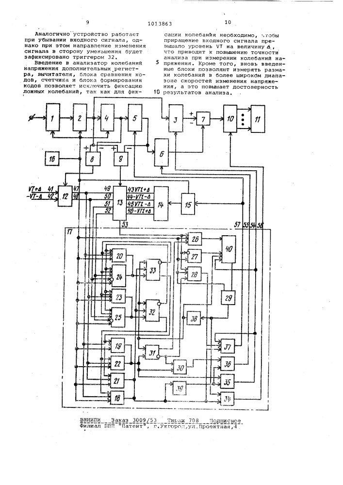 Анализатор колебаний напряжения (патент 1013863)