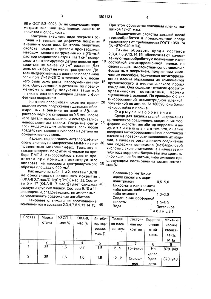 Среда для закалки сталей (патент 1801131)