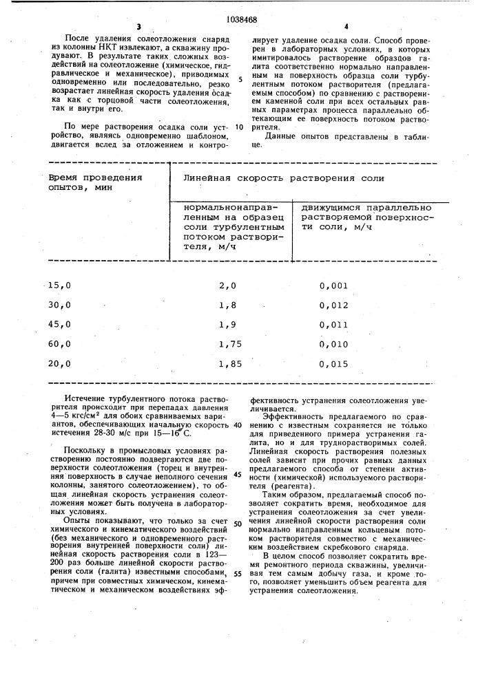 Способ очистки скважинных труб от солеотложений и устройство для его осуществления (патент 1038468)