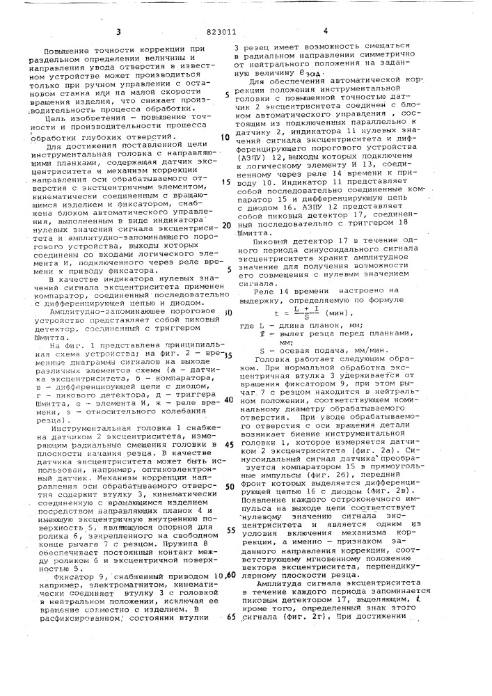 Инструментальная головка для обработкиглубоких отверстий (патент 823011)