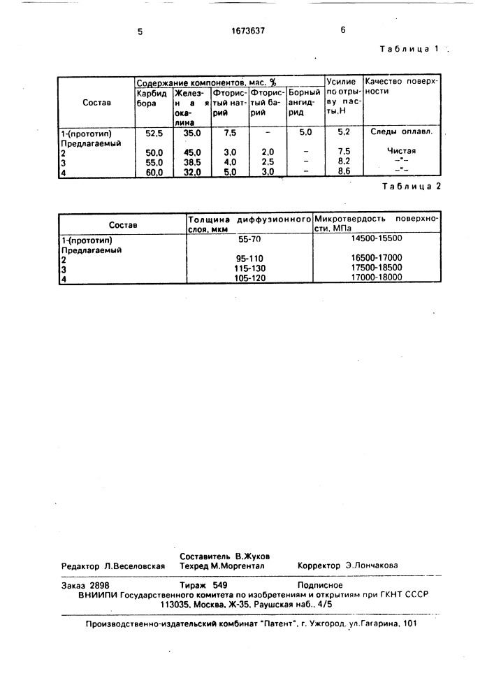 Состав для борирования в обмазках (патент 1673637)