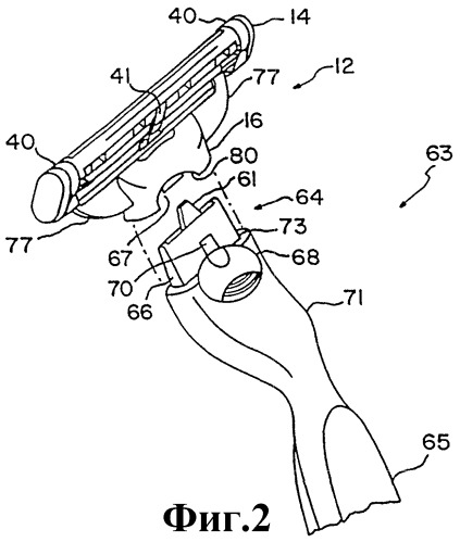 Раздача и прикрепление к рукоятке картриджей бритвенных лезвий, используемых с рукояткой (патент 2264909)