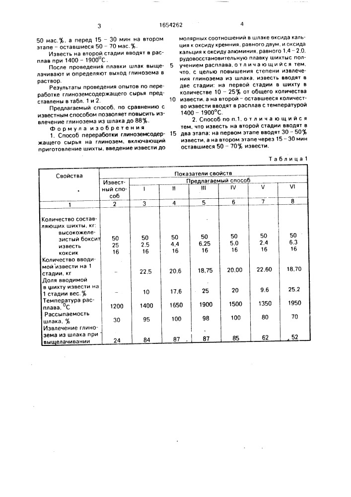 Способ переработки глиноземсодержащего сырья (патент 1654262)