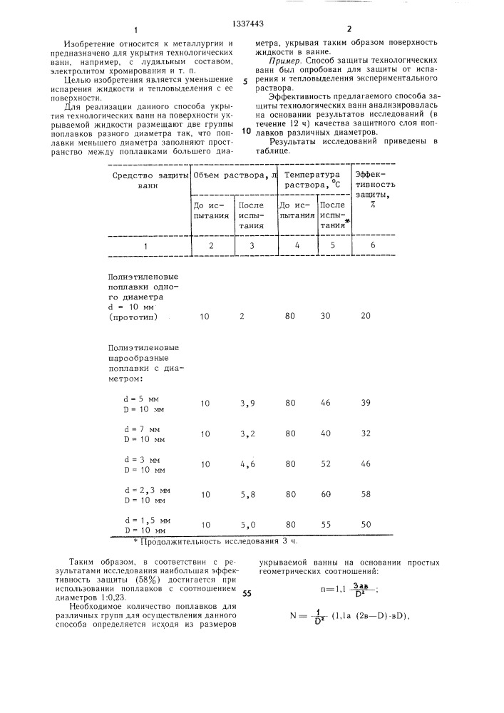 Способ укрытия технологических ванн (патент 1337443)