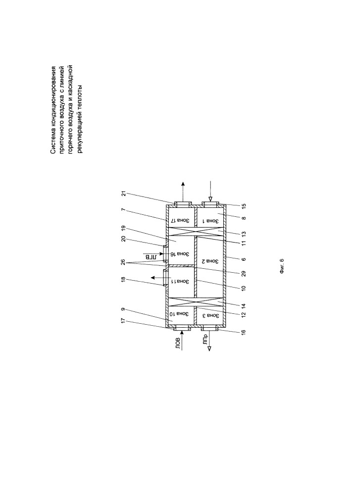 Система кондиционирования приточного воздуха с линией горячего воздуха и каскадной рекуперацией теплоты (патент 2656589)