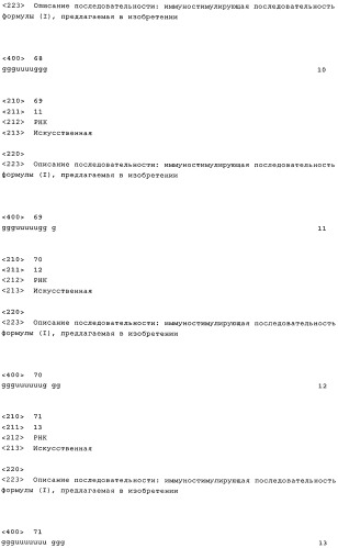 Нуклеиновая кислота формулы (i): glxmgn или (ii): glxmgn, предназначенная для применения прежде всего в качестве иммуностимулятора/адъюванта (патент 2487938)