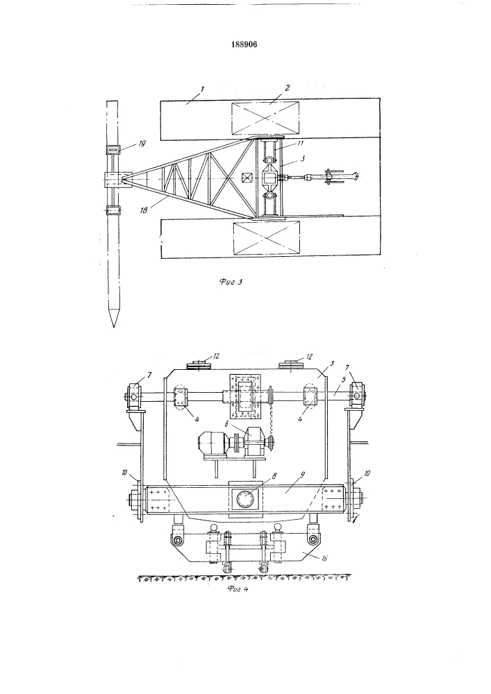 Устройство для вдавливания свай в грунт (патент 188906)