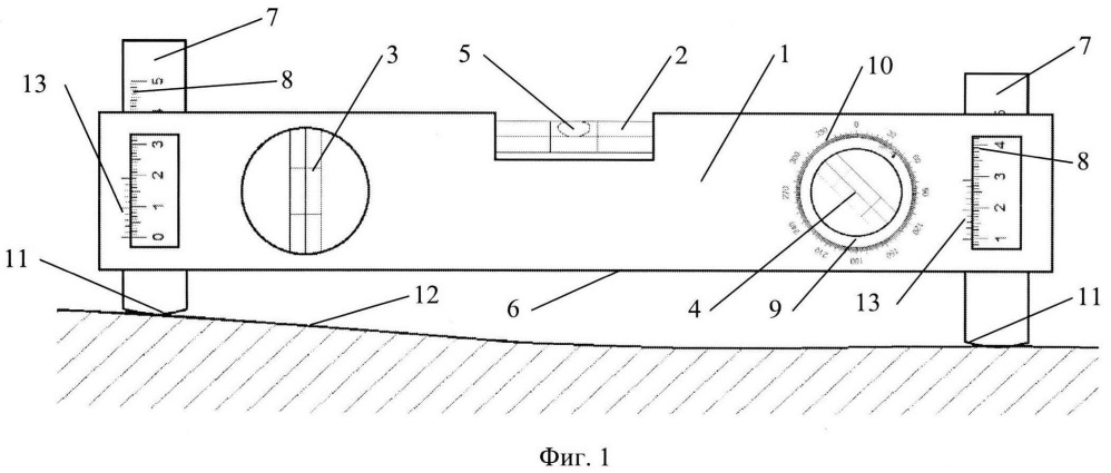 Способ измерения и уровень для измерения отклонения двух и более точек поверхности от горизонтали, вертикали или заданного угла наклона (патент 2606930)