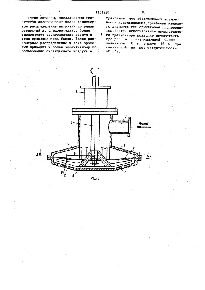 Гранулятор расплавов (патент 1151291)