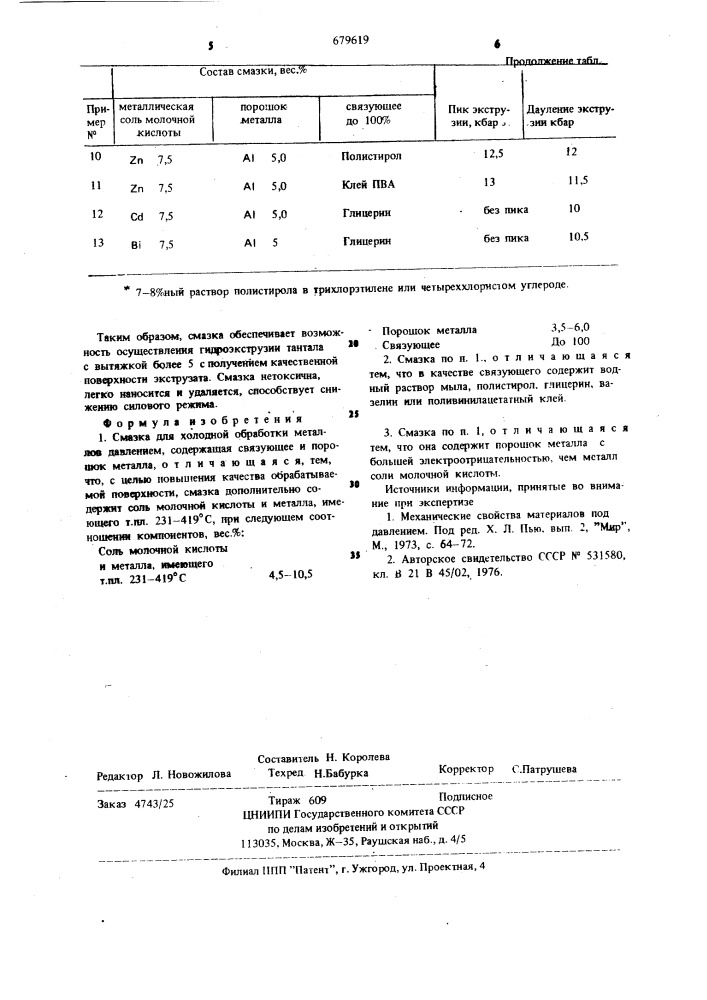 Смазка для холодной обработки металлов давлением (патент 679619)