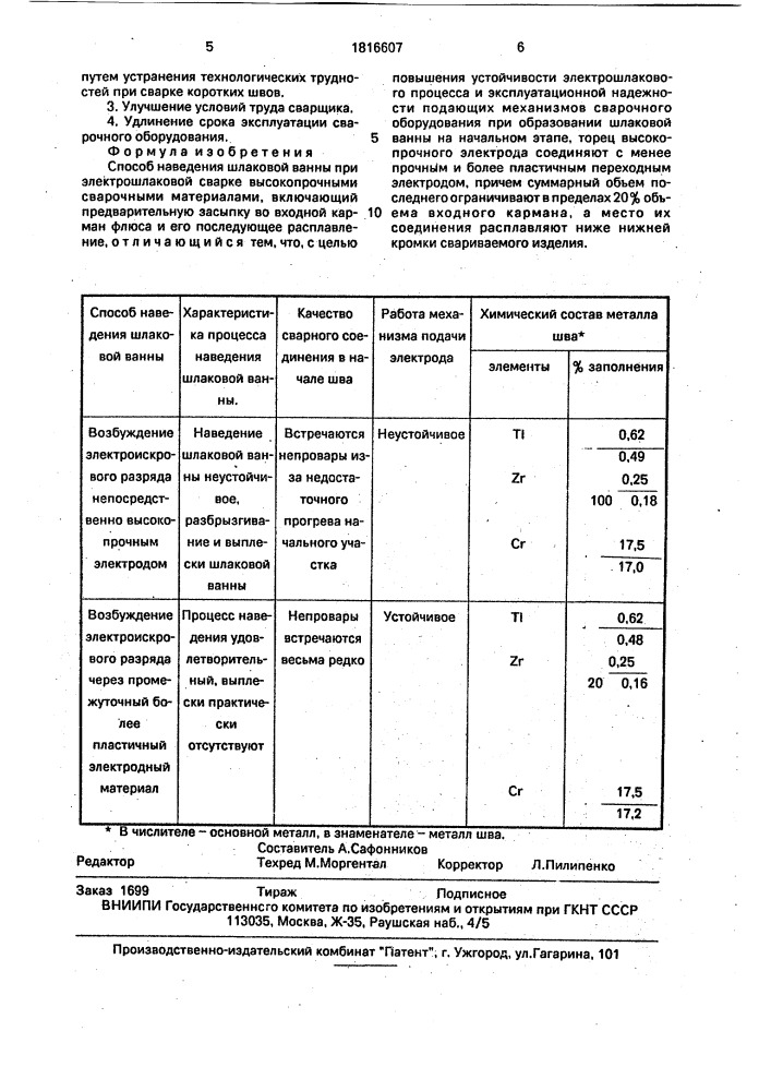 Способ наведения шлаковой ванны при электрошлаковой сварке (патент 1816607)