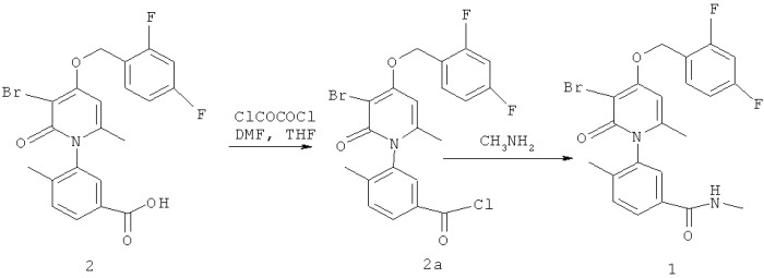 Способы получения 3-(4-(2,4-дифторбензилокси)-3-бром-6-метил-2-оксопиридин-1(2н)-ил)-n,4-диметилбензамида (патент 2411236)