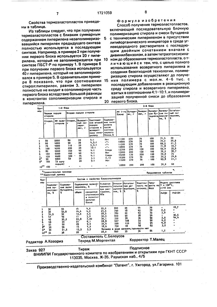 Способ получения термоэластопластов (патент 1721059)