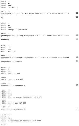 Двойное нацеливание нп mir-208 и mir 499 в лечении заболеваний сердца (патент 2515926)