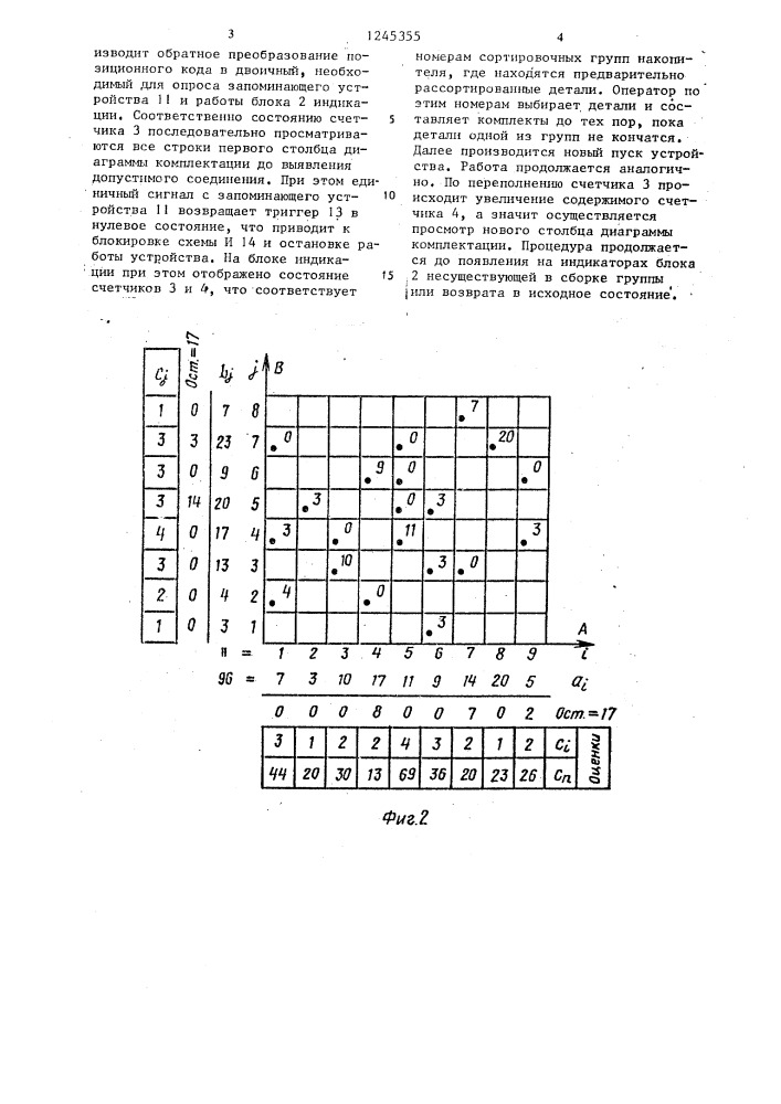 Устройство для обработки информации о комплектовании партий деталей (патент 1245355)