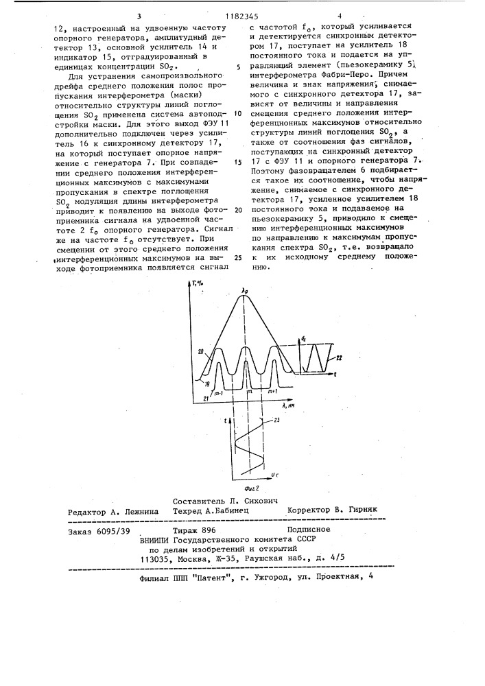 Корреляционный анализатор газа (патент 1182345)