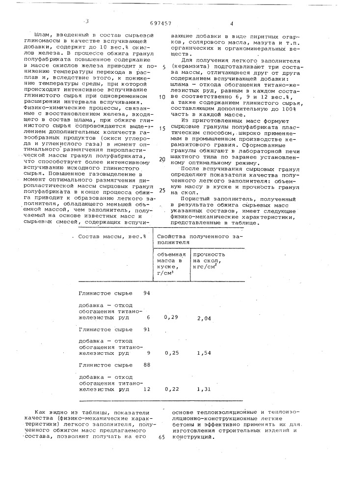 Сырьевая смесь для производства керамзита (патент 697457)