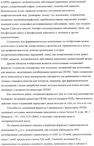 Производные 2,3,4,9-тетрагидро-1h-карбазола в качестве антагонистов рецептора crth2 (патент 2404163)