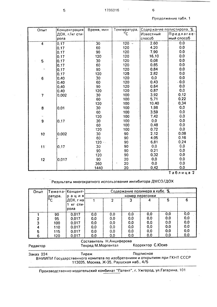 Способ ингибирования полимеризации стирола (патент 1786016)