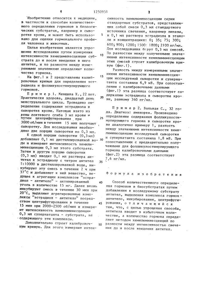 Способ количественного определения гормонов в биосубстратах (патент 1250951)