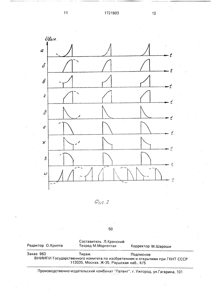 Генератор импульсов параболической формы (патент 1721803)