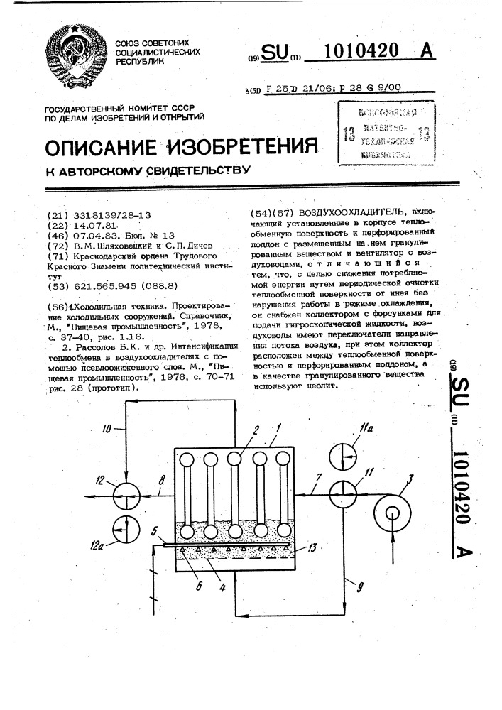 Воздухоохладитель (патент 1010420)