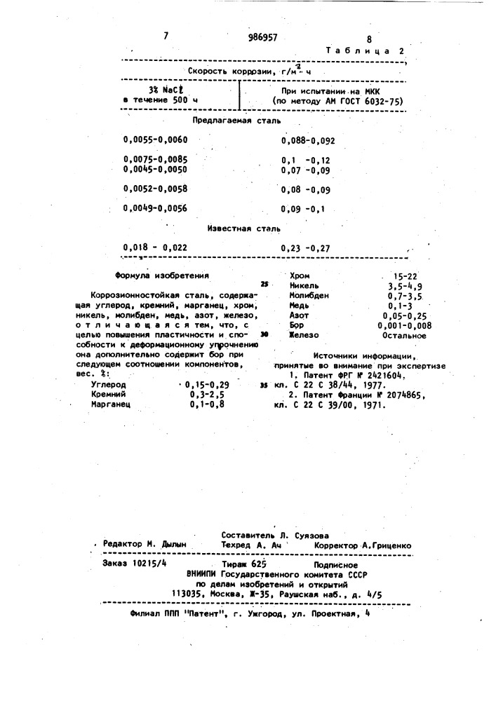 Коррозионностойкая сталь (патент 986957)