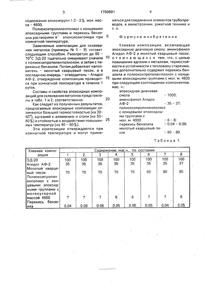 Клеевая композиция (патент 1799891)