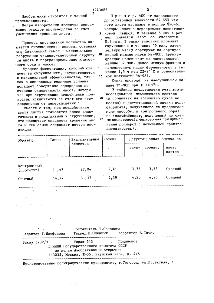 Способ скручивания чая (патент 1243686)
